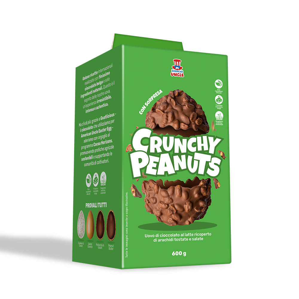 American Uncle Œuf de Pâques aux cacahuètes croquantes, œuf de Pâques en chocolat au lait recouvert de cacahuètes grillées salées de 600g