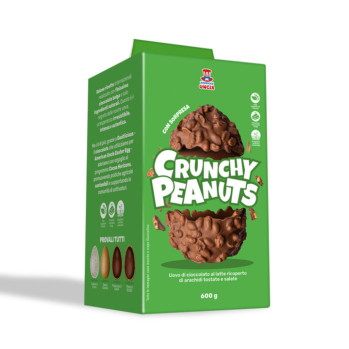 American Uncle Œuf de Pâques aux cacahuètes croquantes, œuf de Pâques en chocolat au lait recouvert de cacahuètes grillées salées de 600g