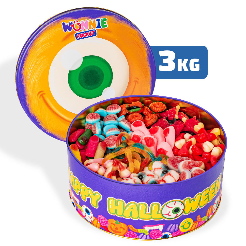 Wunnie Bucket “Joyeux Halloween”, boîte à composer avec vos bonbons gélifiés préférés - 3 kg