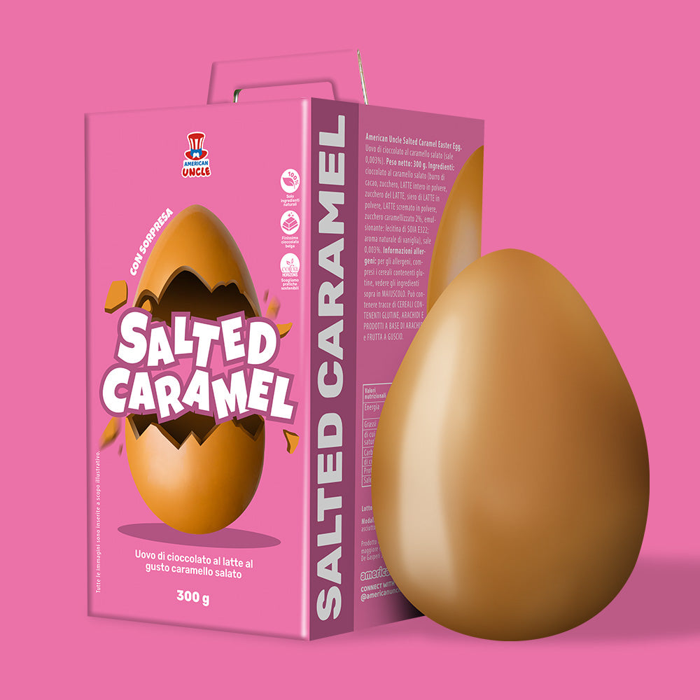 American Uncle Œuf de Pâques au caramel salé, œuf de Pâques en chocolat au lait au goût de caramel salé de 300 g