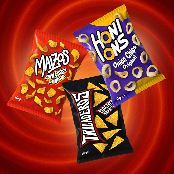 Honions & Friends Big , 1 Honions 70 g + 1 Maizos de 150 g + 1 Triladeros de 190 g