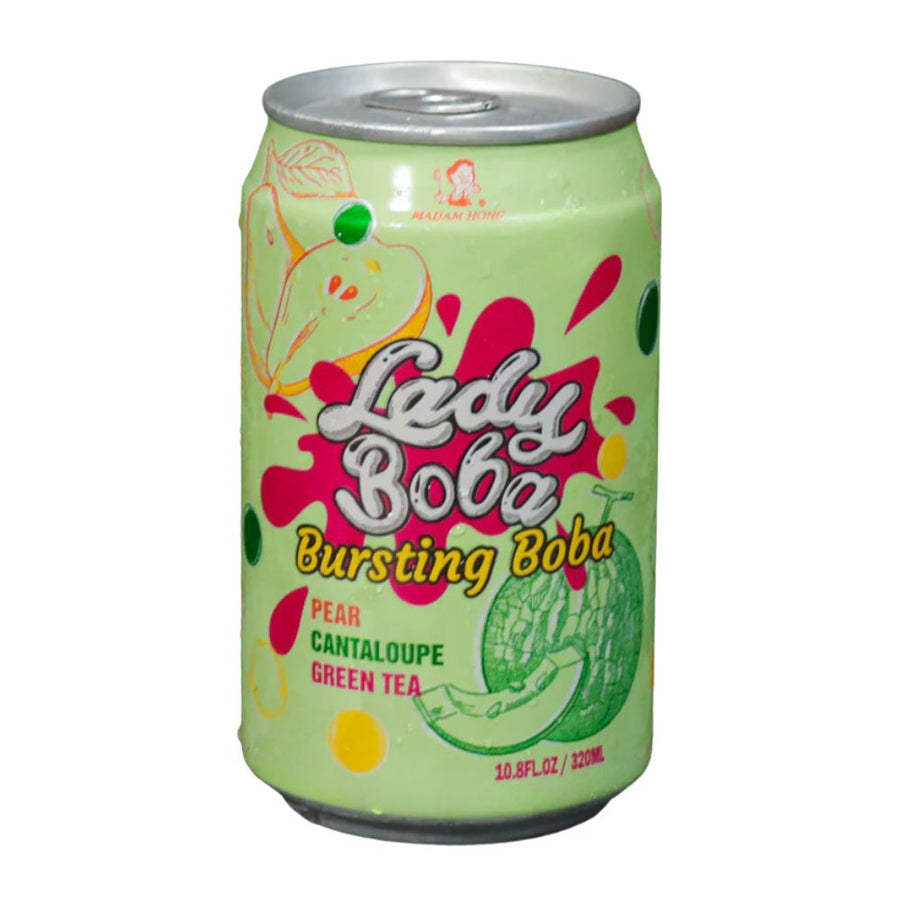 Lady Boba Bubble Tea, bevanda analcolica al gusto di melone e pera da 320ml.