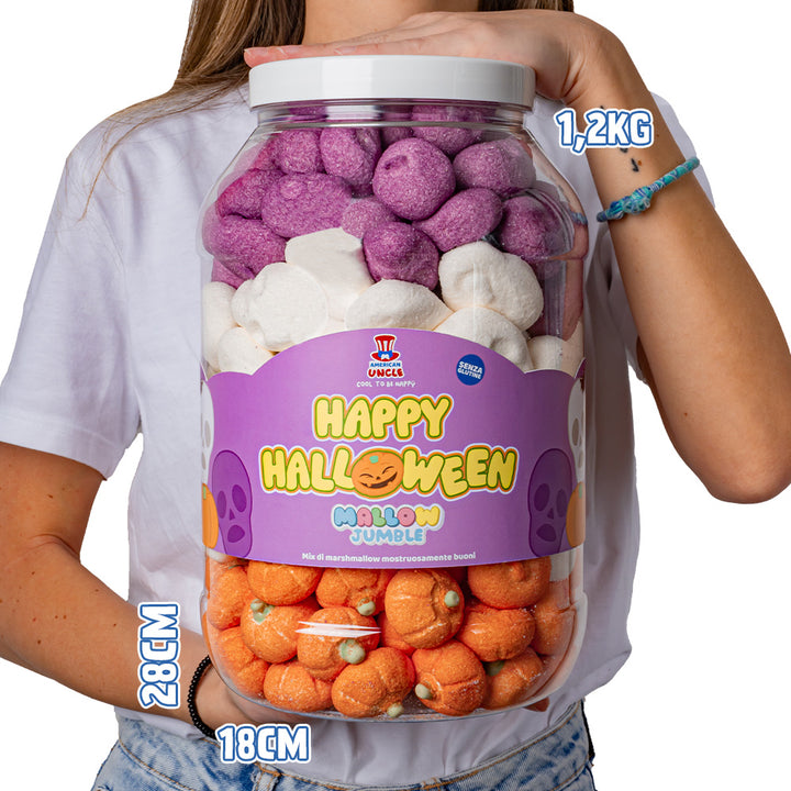 Mallow Jumble "Joyeux Halloween", bocal de marshmallow à composer avec vos saveurs préférées