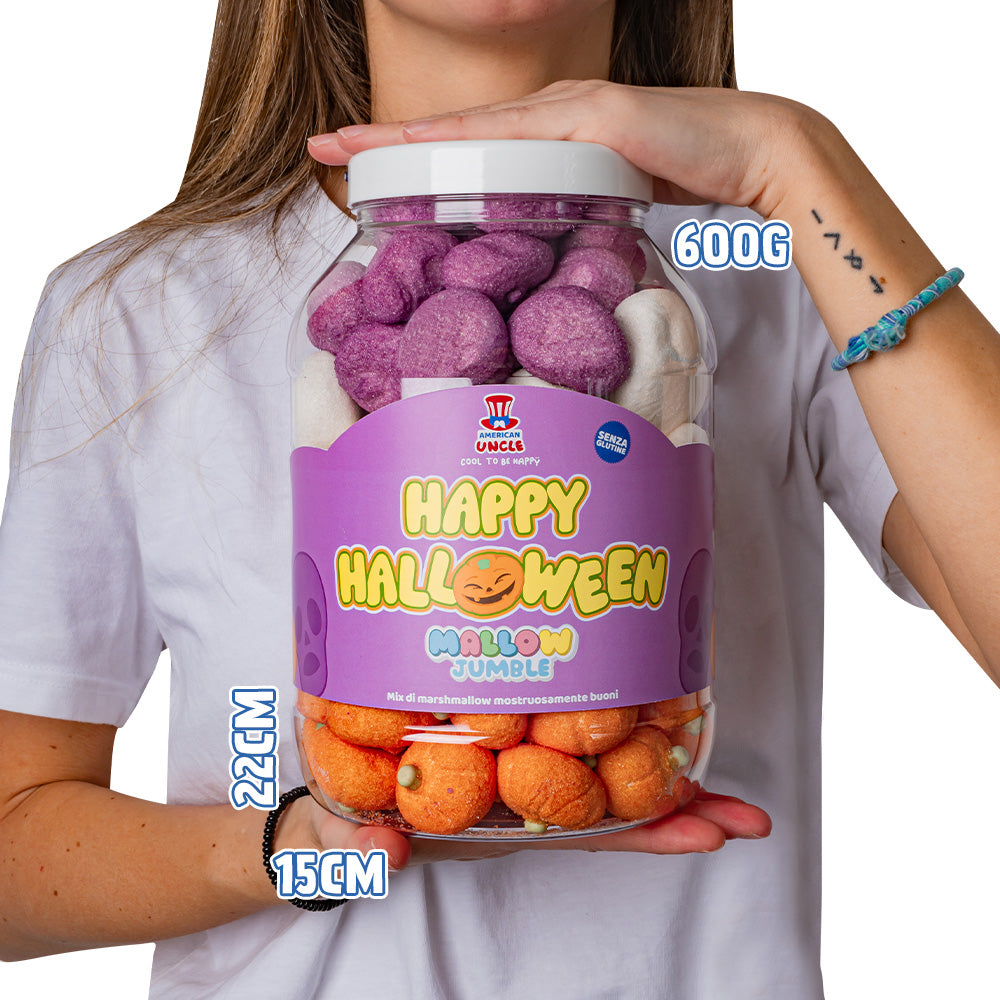 Mallow Jumble "Joyeux Halloween", bocal de marshmallow à composer avec vos saveurs préférées