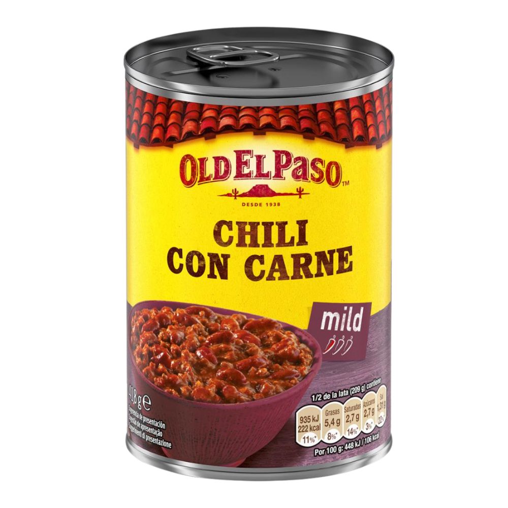 Confezione da 418g, chili con carne di manzo Old El Paso.