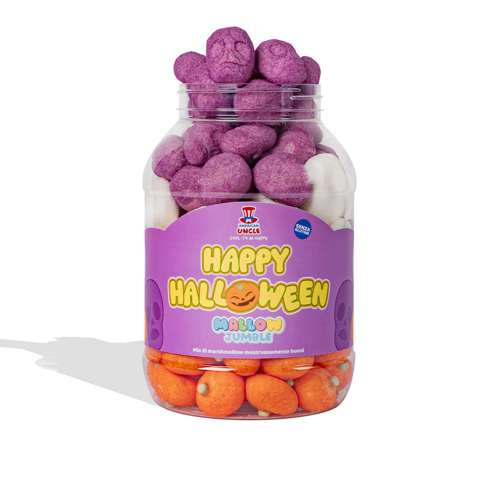 Mallow Jumble "Joyeux Halloween", bocal de marshmallow à composer avec vos saveurs préférées