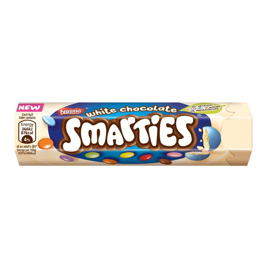 Confezione da 34g, confetti ripieni di cioccolato bianco Smarties.