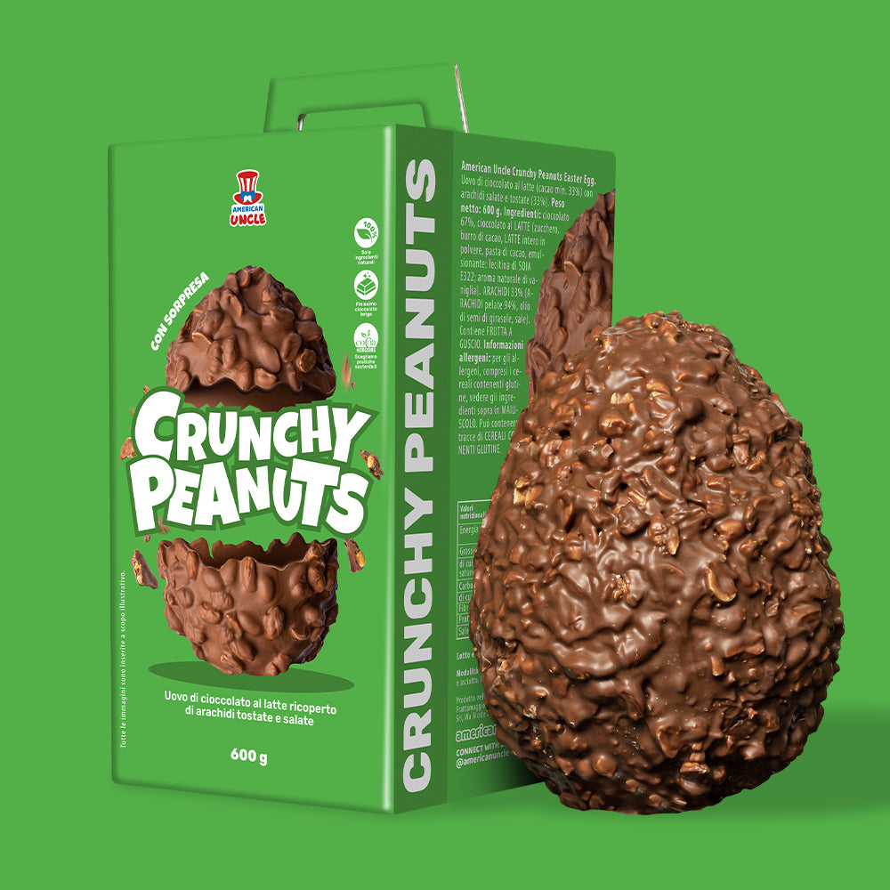 American Uncle Œuf de Pâques aux cacahuètes croquantes, œuf de Pâques en chocolat au lait recouvert de cacahuètes grillées salées de 600g