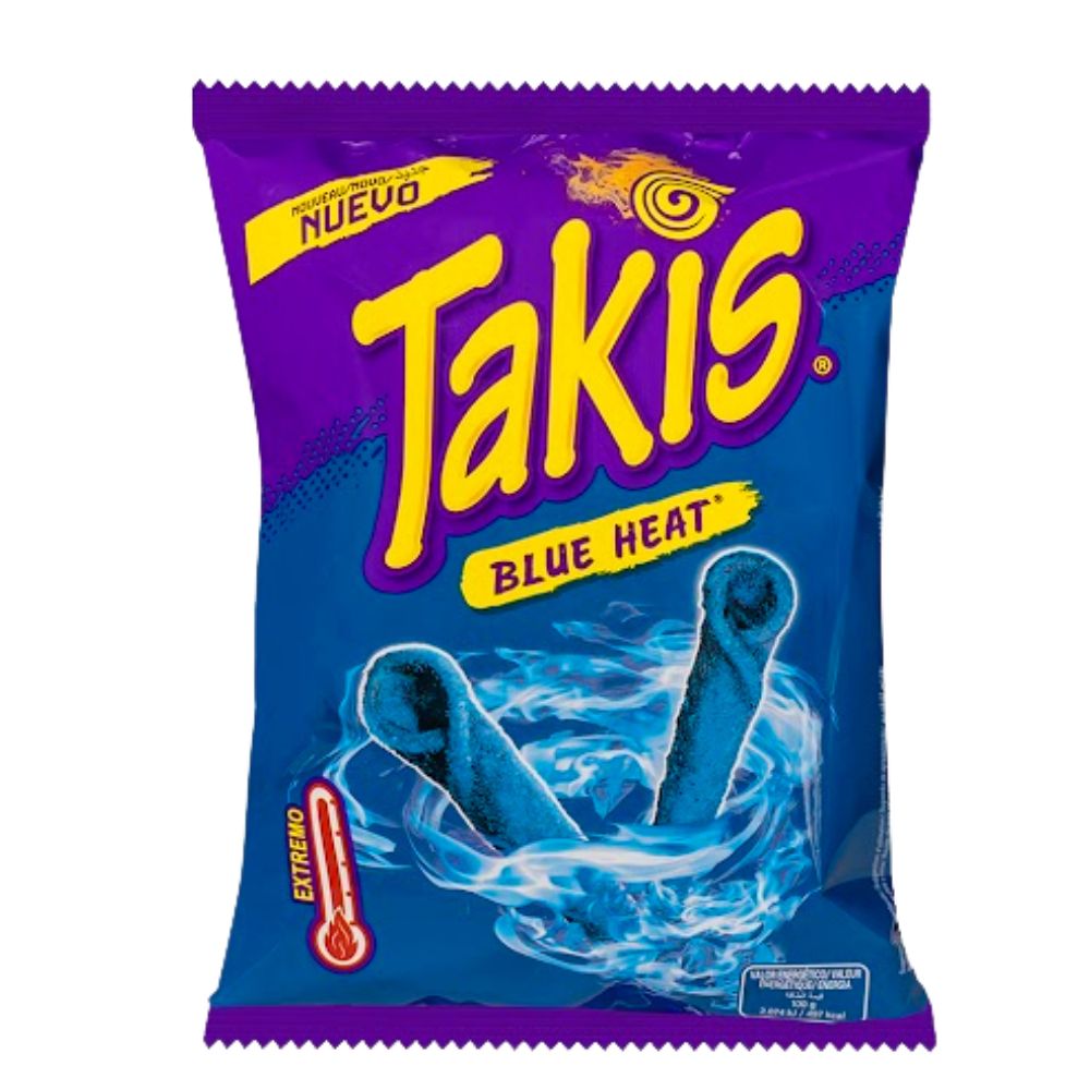 Confezione da 130g, snack di mais al gusto di chili e lime Takis.