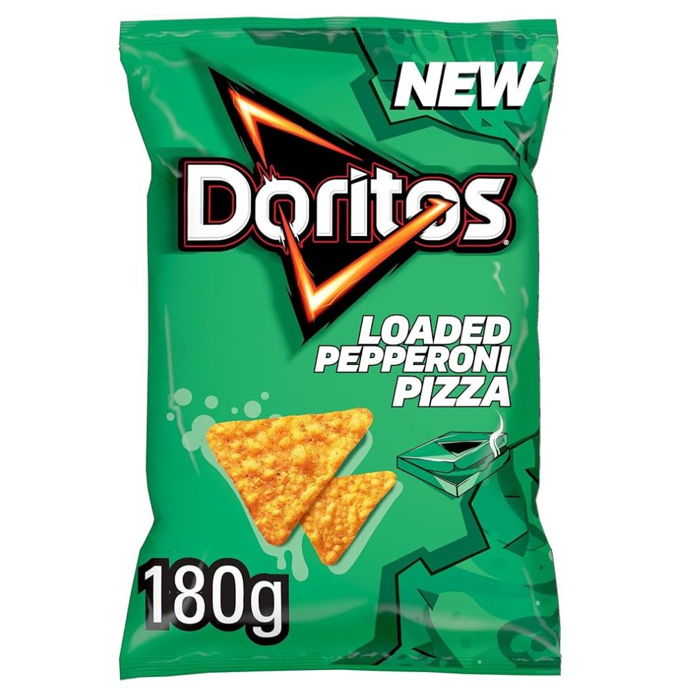 Confezione da 180g di nachos al gusto di pizza con salame Doritos Loaded Pepperoni Pizza