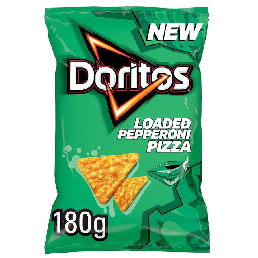 Confezione da 180g di nachos al gusto di pizza con salame Doritos Loaded Pepperoni Pizza