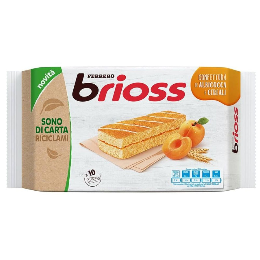 Confezione da 280g di kinder brioss con albicocca e cereali