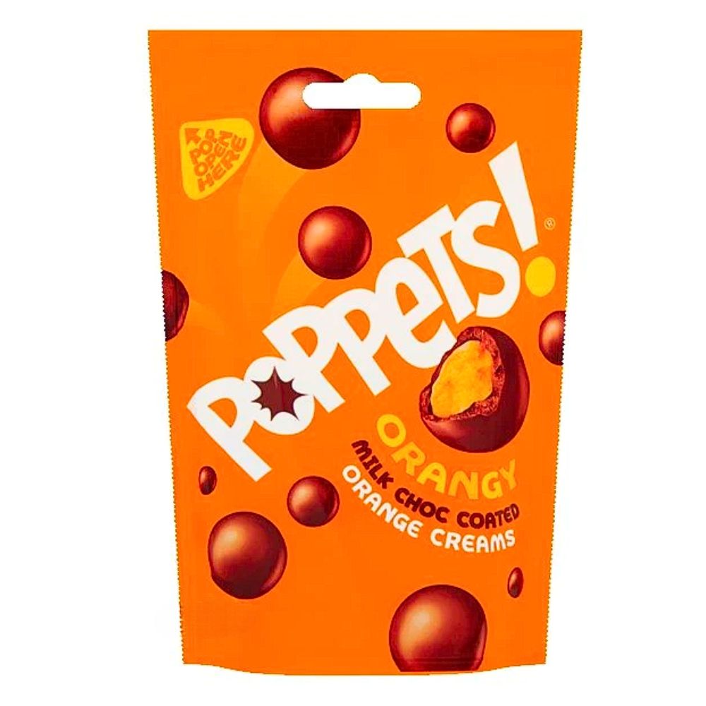 Confezione da 100g di cioccolatini all'arancia Poppets Orangy