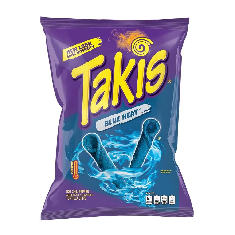 Takis Blue Heat, boucles de tortillas épicées de 65g