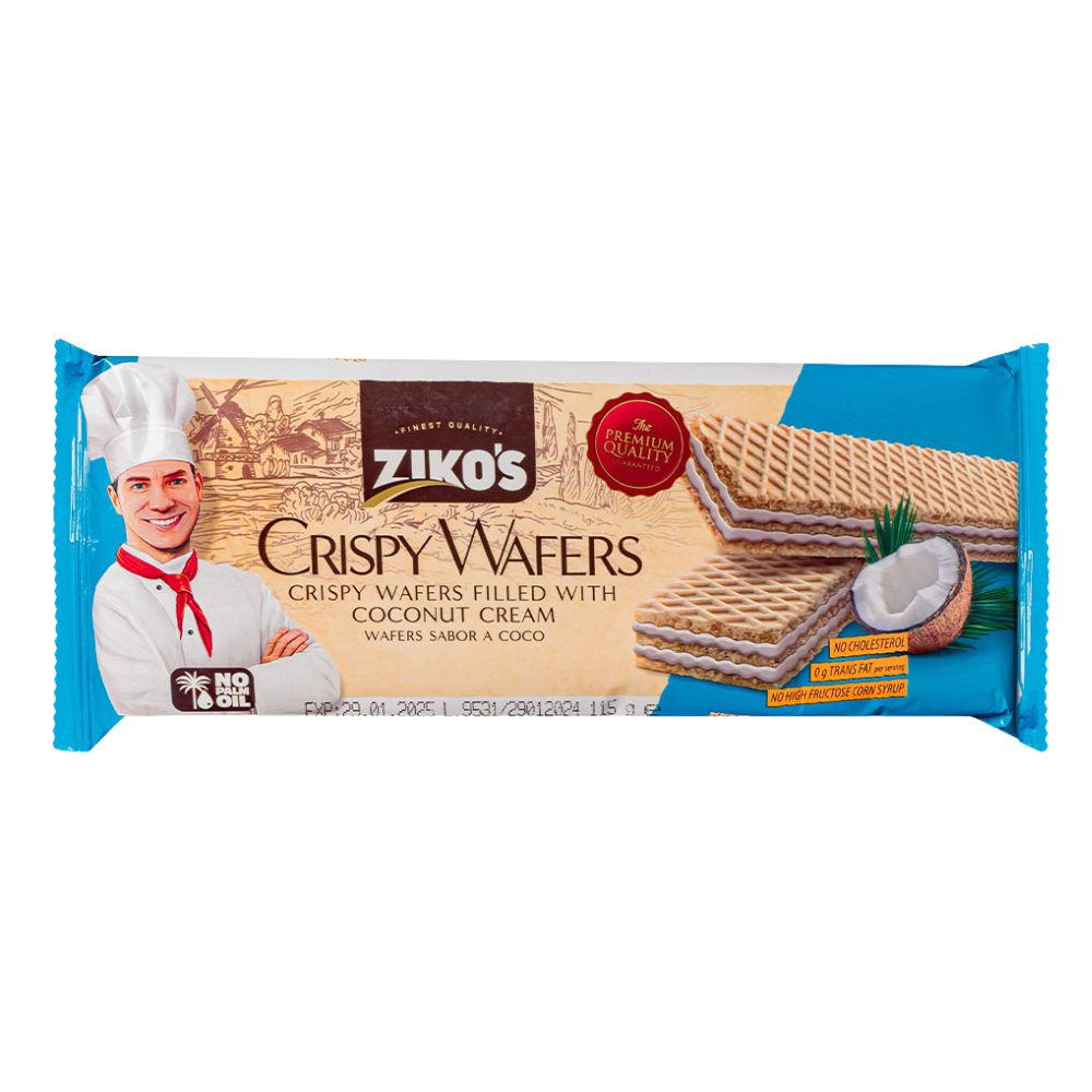 Confezione da 115g di wafer al cocco Ziko's Crispy Wafer Coconut