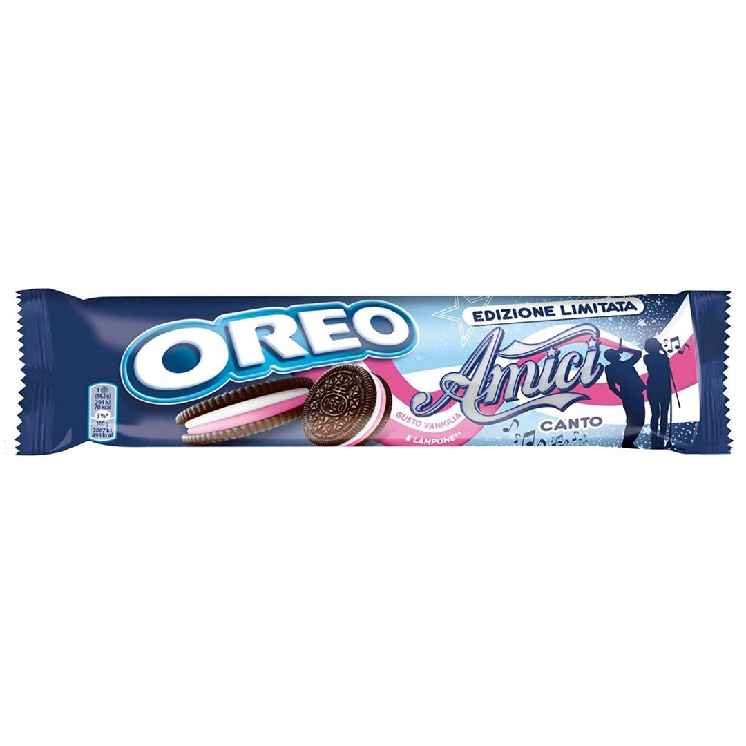 Oreo Amici Édition Limitée Vanille et Framboise, biscuits avec crème au goût de vanille et framboise de 157g