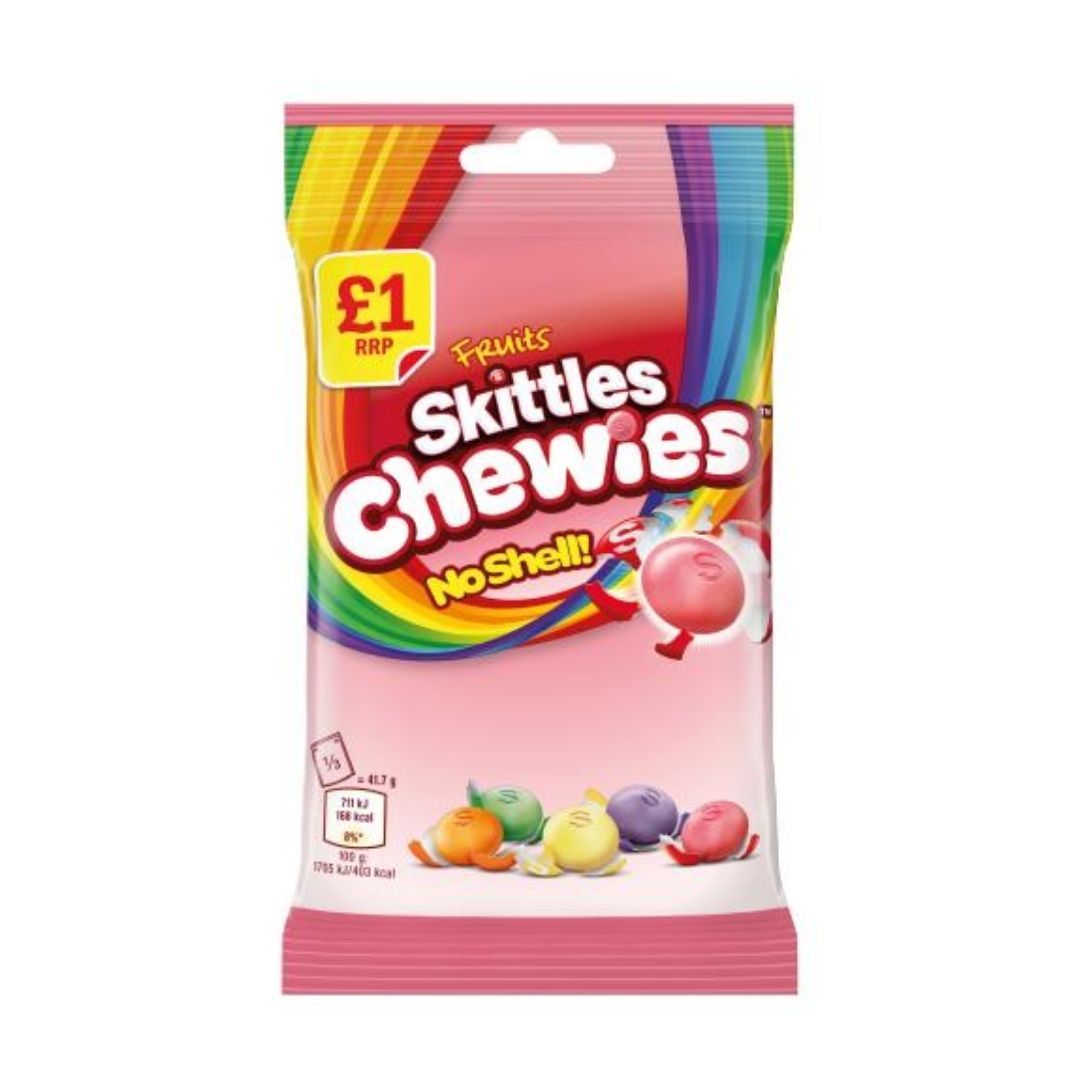Skittles Chewies Fruits No Shell!, caramelle morbide alla frutta da 125g