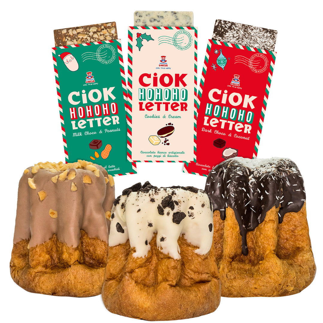 3 ChocoLetter + 3 pandori artisanaux, tablettes de chocolat artisanal de 100g et pandori de 200g