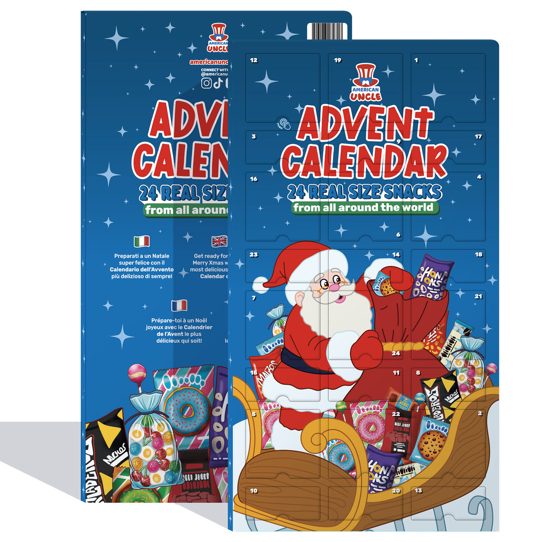 Calendrier de l'Avent XXL, boîte de 24 snack douceurs et salés surprises en taille réelle 