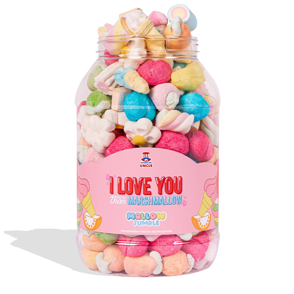 Mallow Jumble “Je t'aime plus que marshmallow”, pot de marshmallow à composer avec tes goûts préférés 