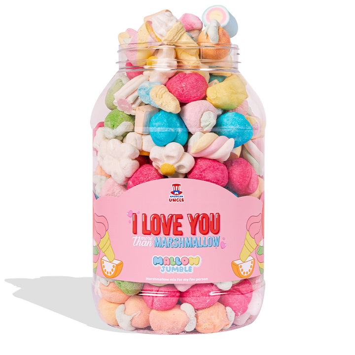 Mallow Jumble “Je t'aime plus que marshmallow”, pot de marshmallow à composer avec tes goûts préférés 