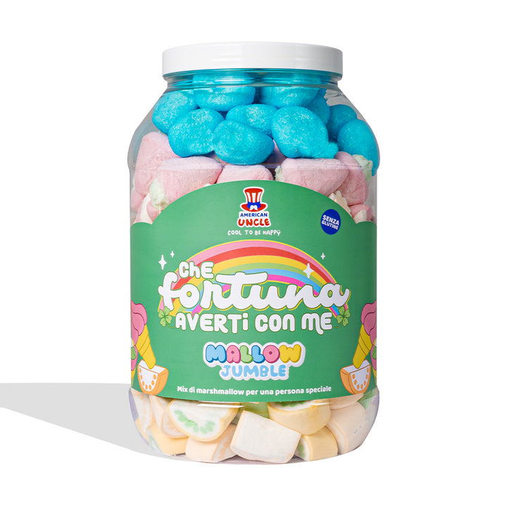 Mallow Jumble “Quelle chance de t'avoir avec moi”, pot de marshmallow à composer avec vos goûts préférés 