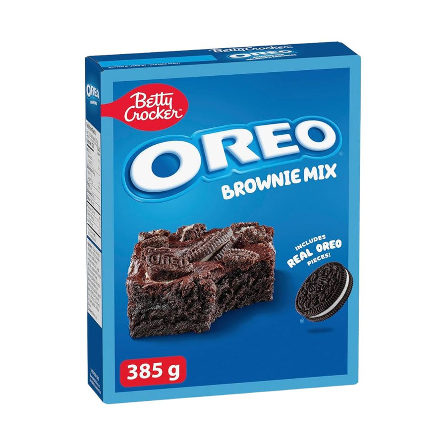 Betty Crocker Brownie Mix Oreo, preparato per brownie con pezzi di biscotti al cioccolato Oreo da 385g
