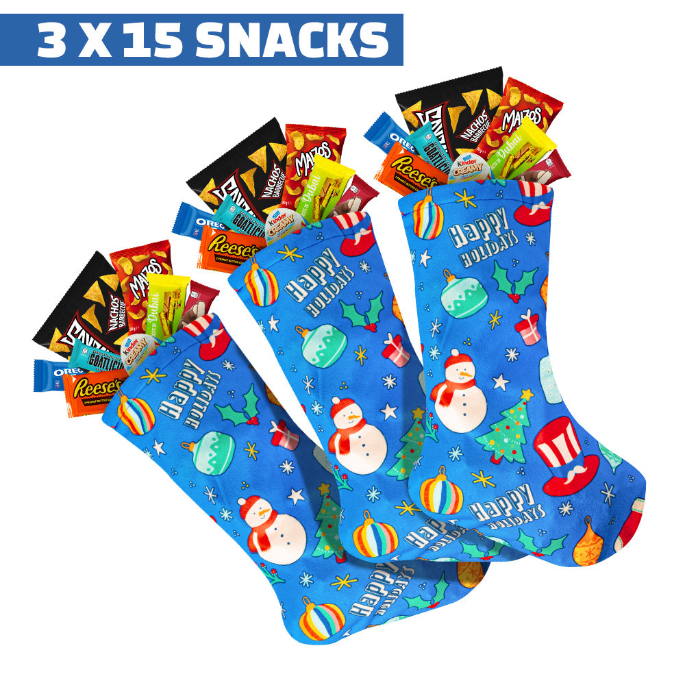 3x Chaussettes de l'Épiphanie avec au moins 15 produits sucrés et salés 