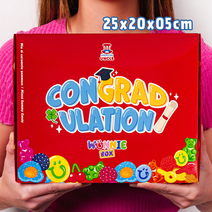 Wunnie box "Félicitations", boîte de bonbons gélifiés à composer avec les préférés du diplômé - 1 kg 