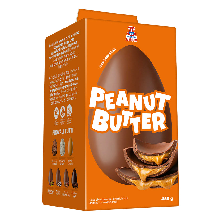 Oeuf de Pâques en chocolat de 300g fourré au beurre de cacahuète, American Uncle Peanut Butter Egg