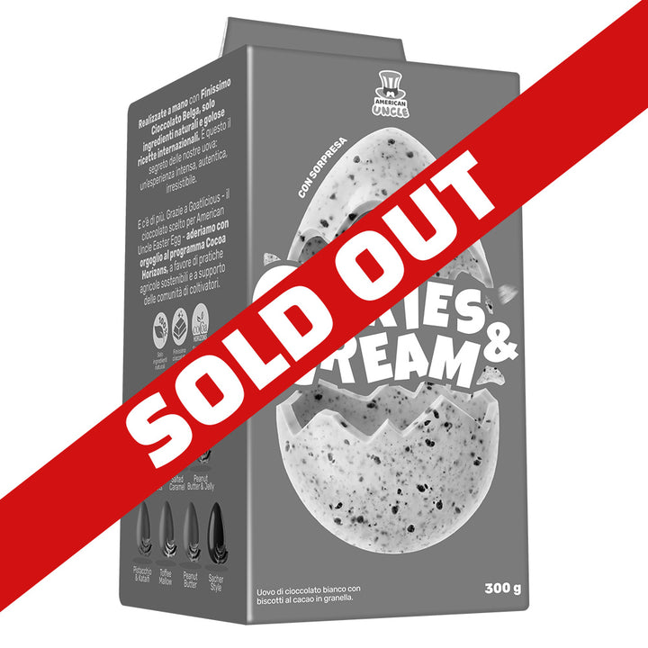 AU Cookies & Cream Easter Egg, œuf de Pâques en chocolat blanc avec biscuit au cacao en éclats de 300 g 
