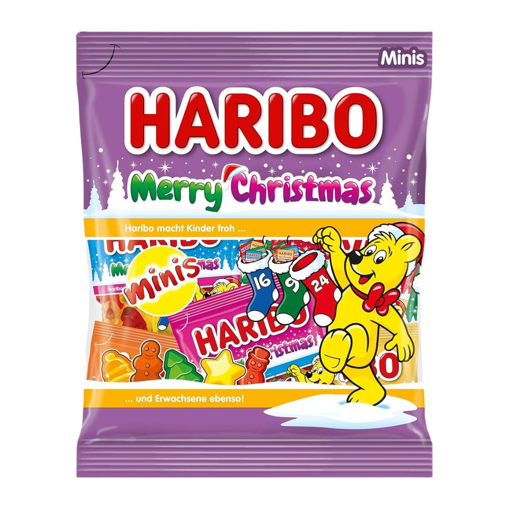 Haribo Marry Christmas Minis, caramelle gommose al gusto di frutta da 250g.