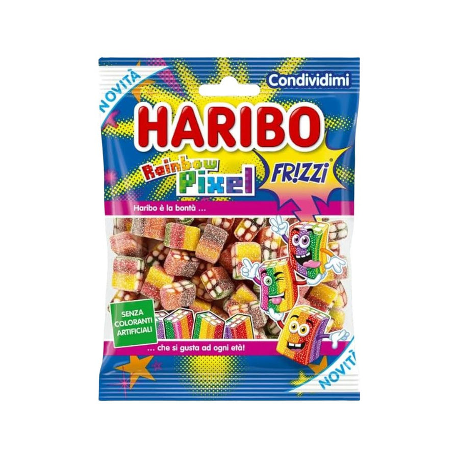 Haribo Rainbow Pixel Frizzi, caramelle gommose al gusto di frutta da 80g
