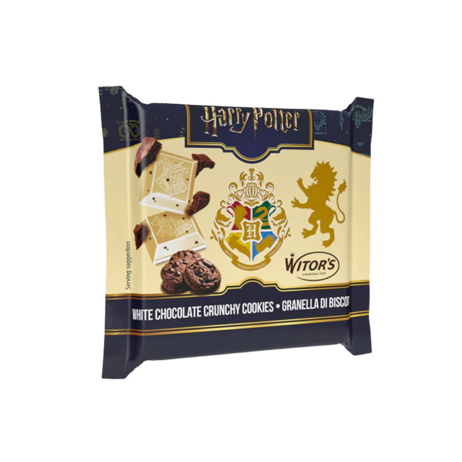 Confezione da 50 tavoletta di cioccolato bianco con popping candy Harry Potter.