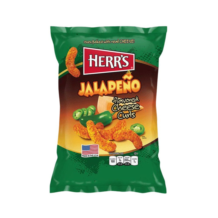 Herr's Jalapeño Cheese Curls, patatine piccanti gusto jalapeño da 28g
