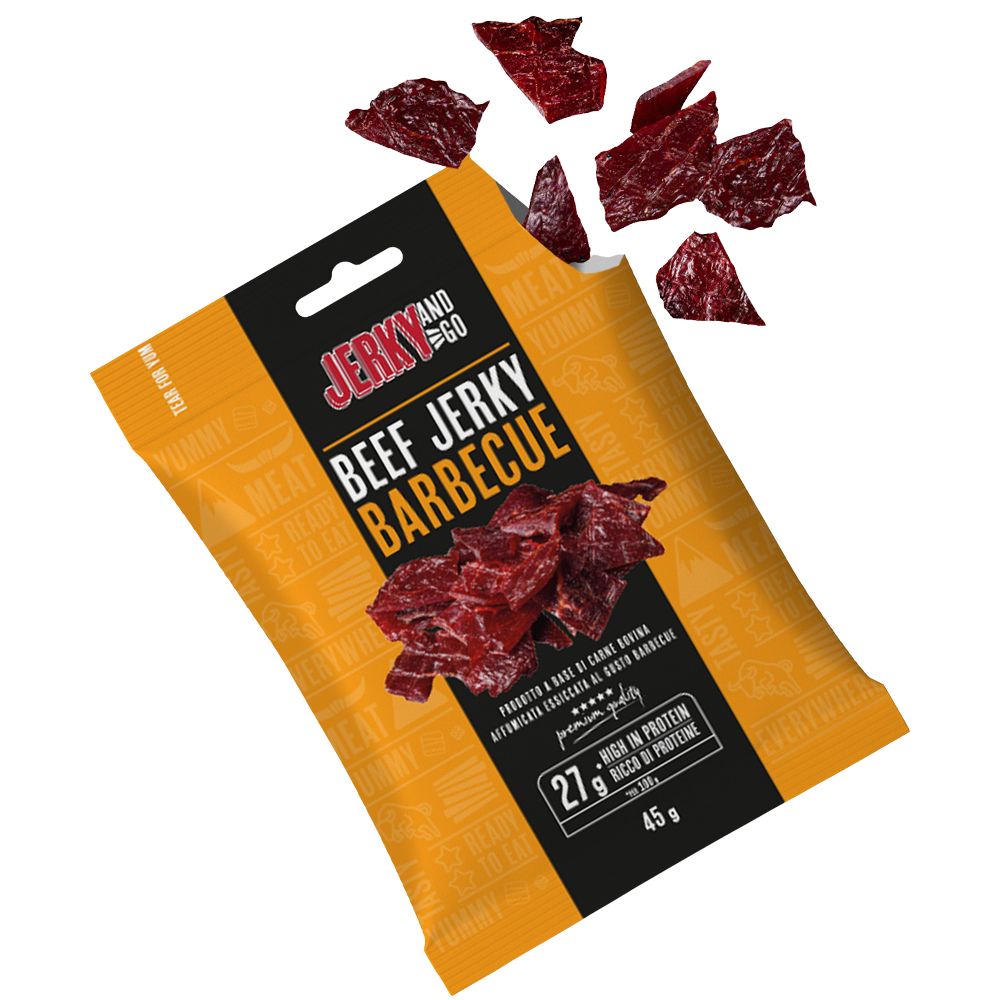 Jerky and Go Beef Jerky Barbecue, viande séchée de bœuf goût barbecue de 45g 