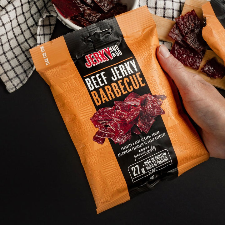 Jerky and Go Beef Jerky Barbecue, viande séchée de bœuf goût barbecue de 45g 