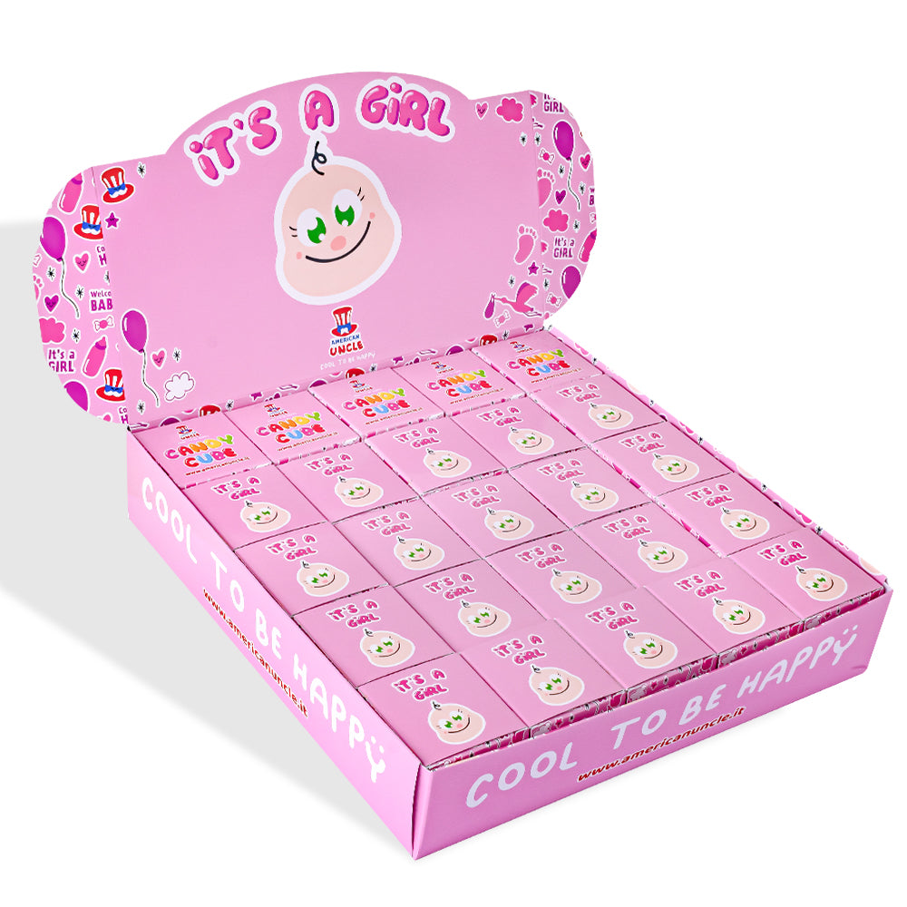 Candy Cube Kit “C'est une fille”, boîtes de bonbons gélifiés de 50g idéales pour la baby shower ou la naissance (25, 50 ou 75 pièces) 