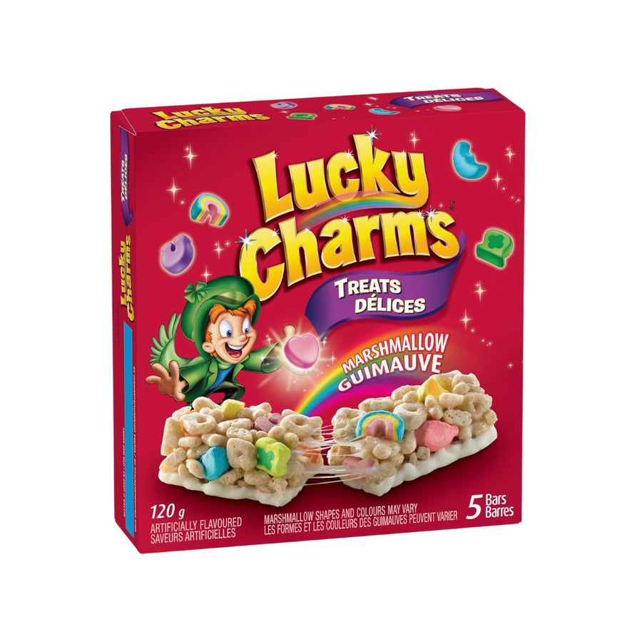 Lucky Charms Treats Bar Marshmallow, 5 barrette di cereali con marshmallow da 120g