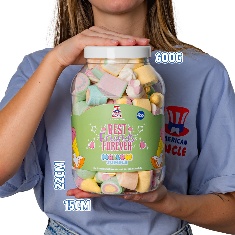 Mallow Jumble “Meilleurs amis pour toujours”, pot de marshmallow à composer avec vos goûts préférés 