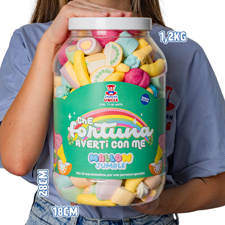 Mallow Jumble “Quelle chance de t'avoir avec moi”, pot de marshmallow à composer avec vos goûts préférés 