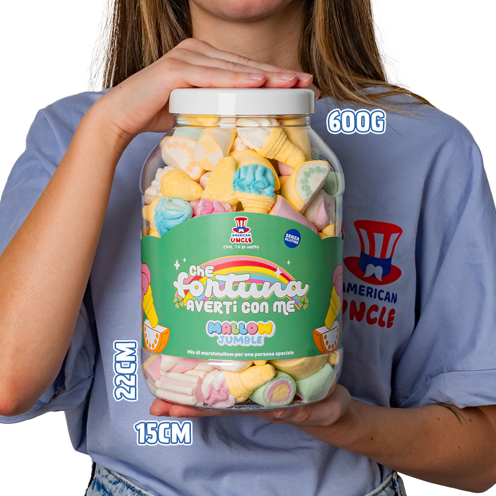 Mallow Jumble “Quelle chance de t'avoir avec moi”, pot de marshmallow à composer avec vos goûts préférés 