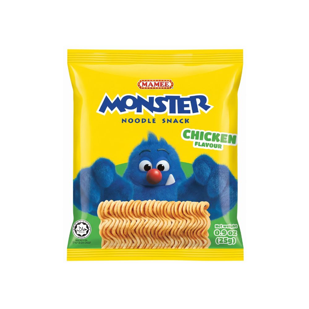Mamee Monster Noodle Snack saveur poulet, nouilles snack au goût de poulet de 25 g 