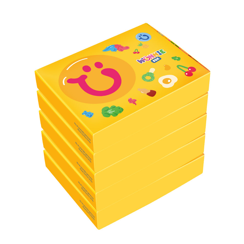 Wunnie box "So Candy, So Happy", 5 boîtes de bonbons gélifiés en saveurs assorties de 480g 