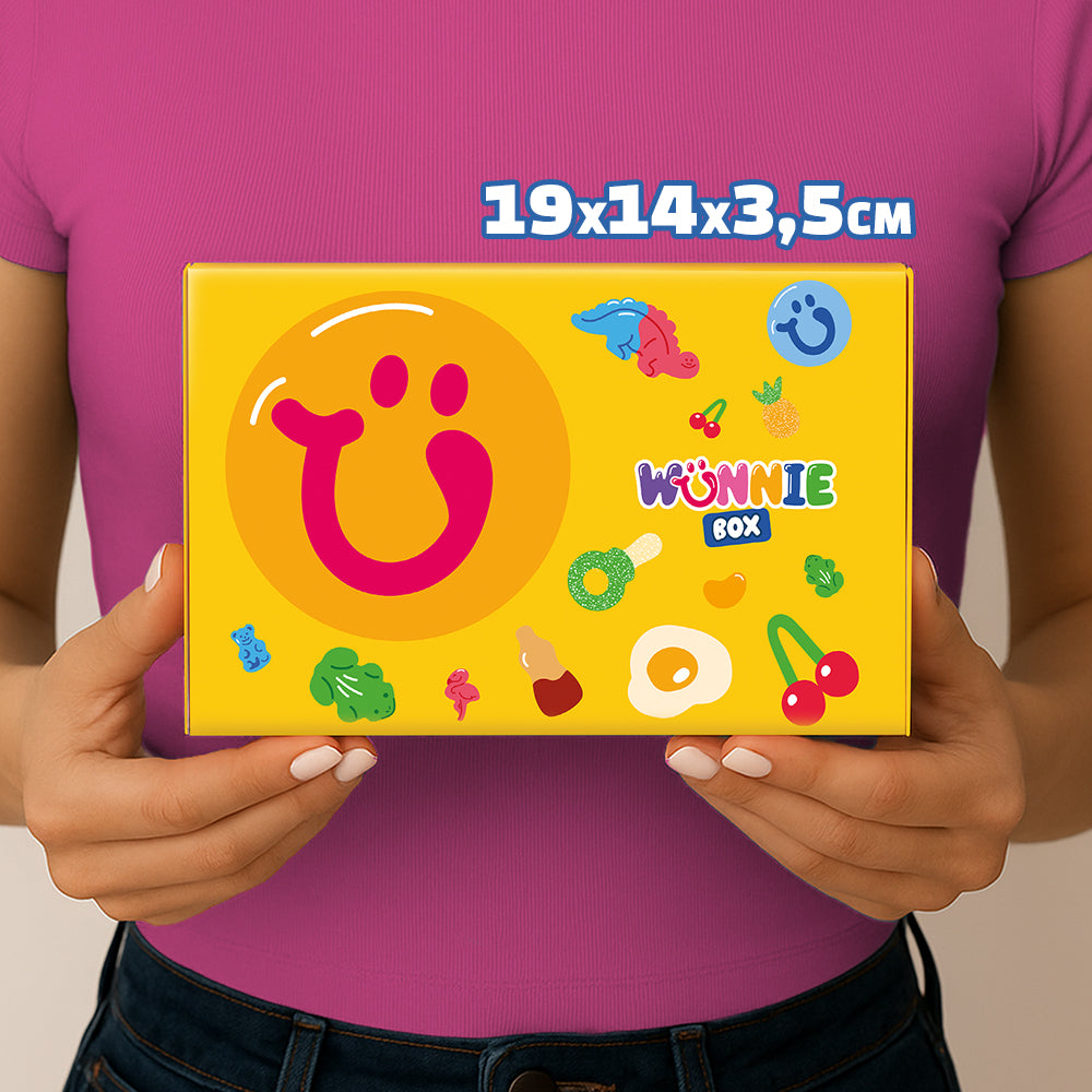 Wunnie box "So Candy, So Happy", 5 boîtes de bonbons gélifiés en saveurs assorties de 480g 