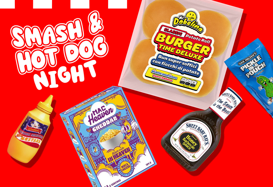 Banner smash and hot dog night con panini, salse e condimenti