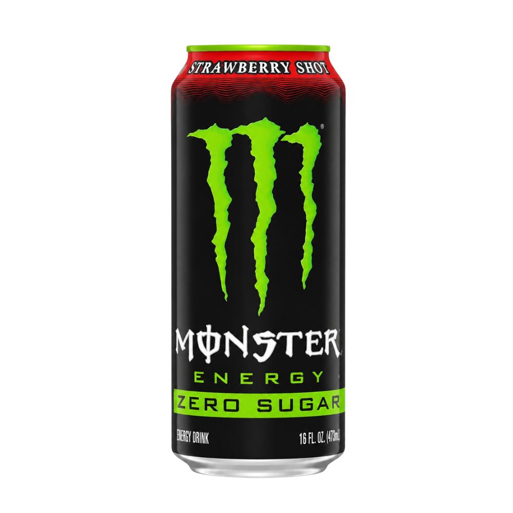 Monster Energy Strawberry Shot Zero Sugar, boisson énergétique au goût de fraise de 473 ml 