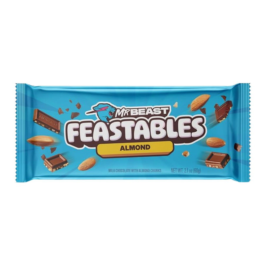 Mr Beast Feastables Almond, tavoletta di cioccolato al latte con pezzi di mandorla da 60g.