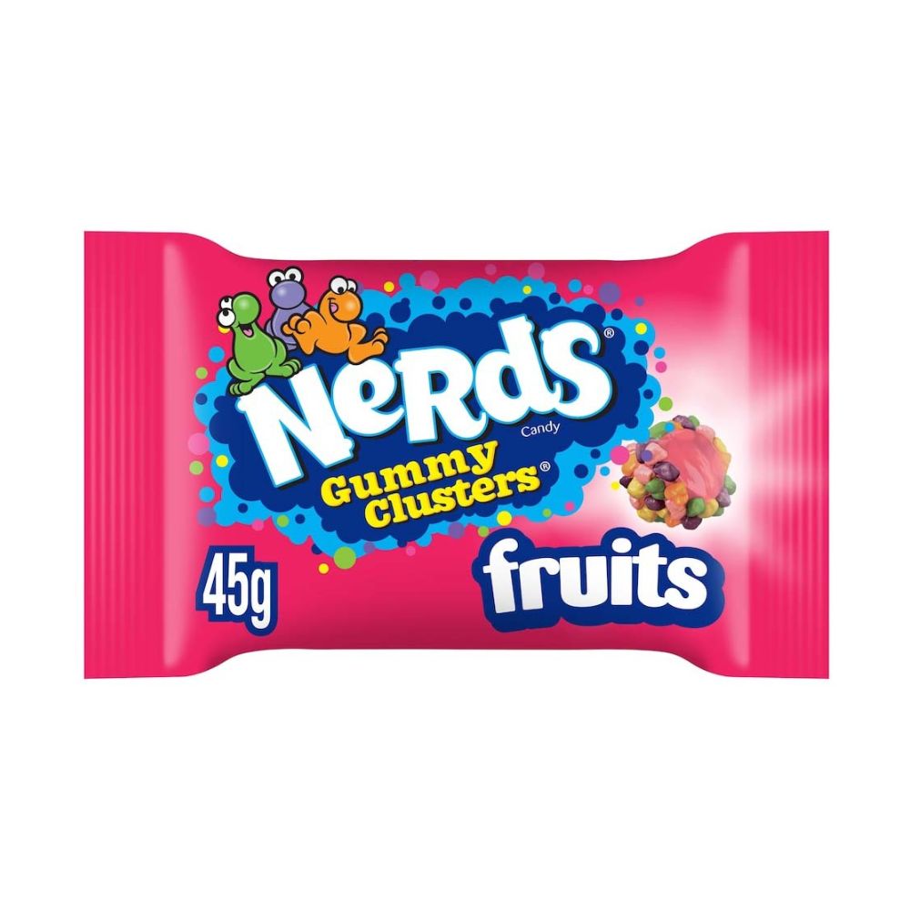 Nerds Gummy Cluster Fruits, caramelle al gusto di frutta da 45g.