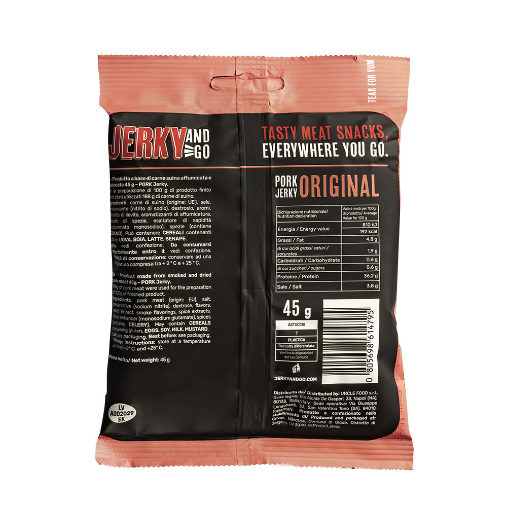 Jerky and Go Pork Jerky Original, viande séchée de porc de 45g 